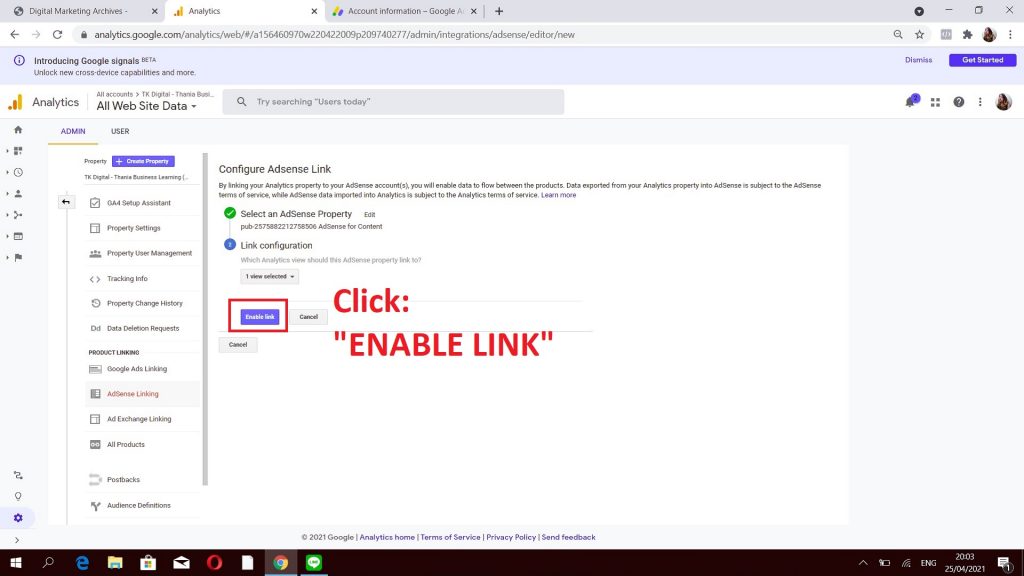 Menghubungkan Google Analytics ke Google Adsense