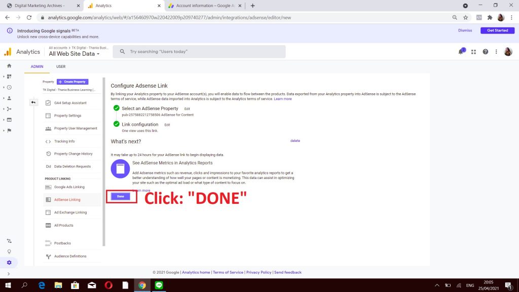 Menghubungkan Google Analytics ke Google Adsense