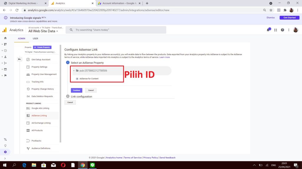 Google Analytics ke Google Adsense