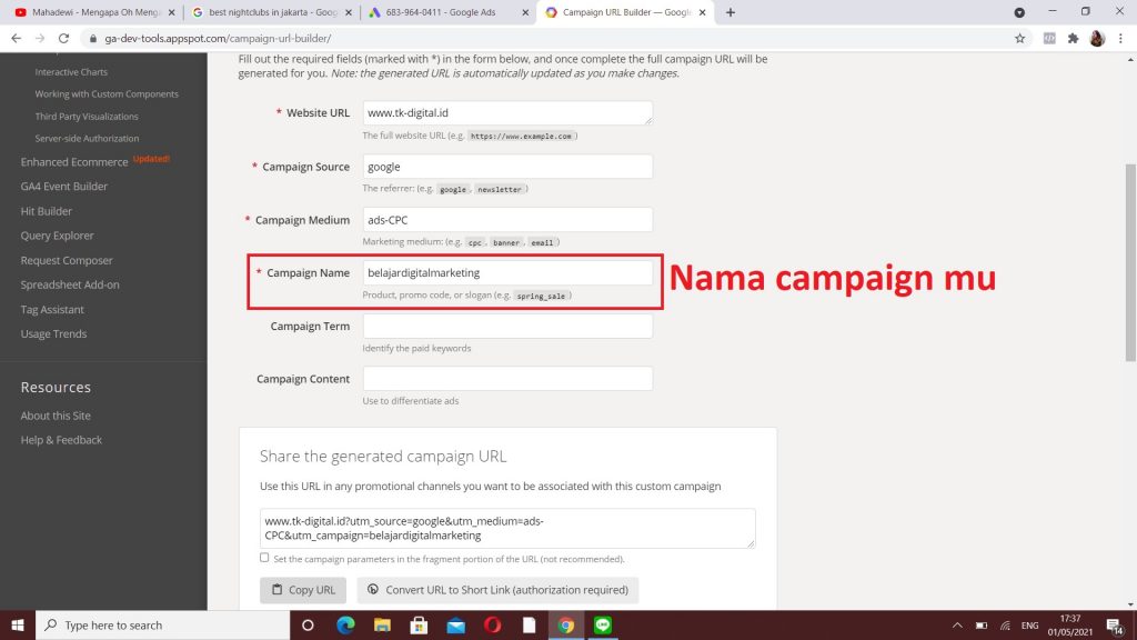 Cara Membuat UTM Link Parameter Tracking Template dengan UTM Parameter Menggunakan UTM Campaign Builder