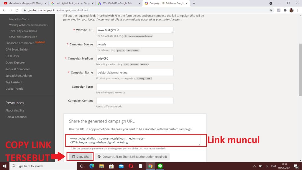 Cara Membuat UTM Link Parameter Tracking Template dengan UTM Parameter Menggunakan UTM Campaign Builder