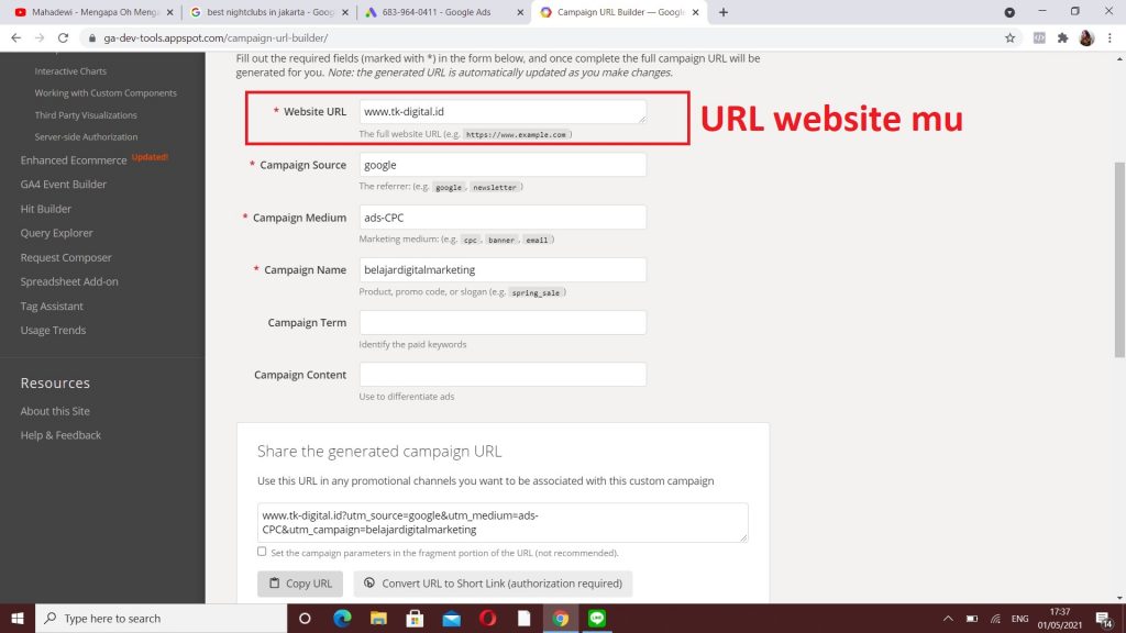 Cara Membuat UTM Link Parameter Tracking Template dengan UTM Parameter Menggunakan UTM Campaign Builder
